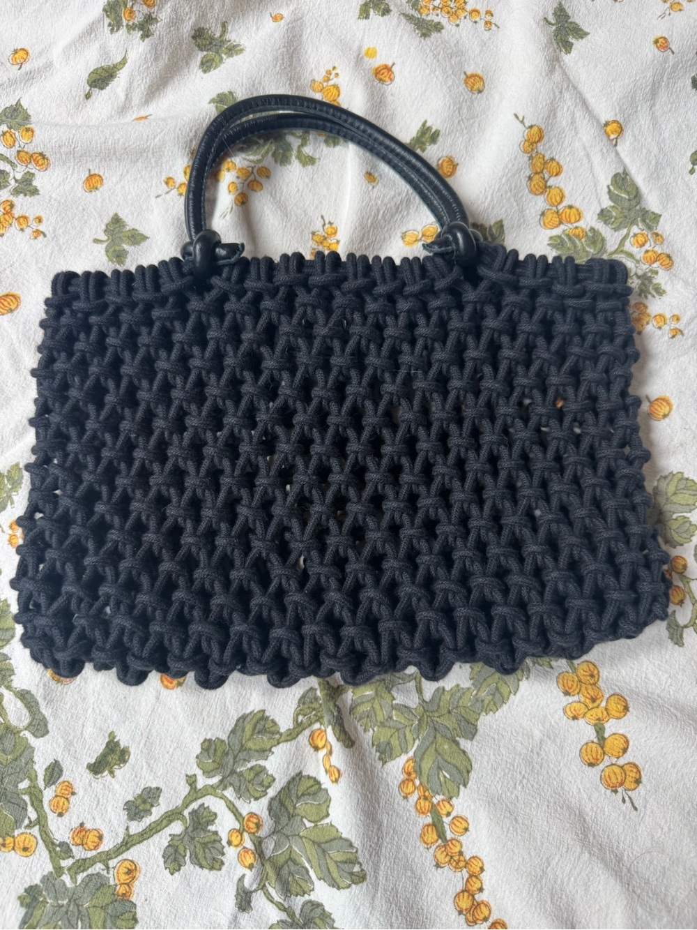 Clare V Black Knotted Macramé Mini Tote